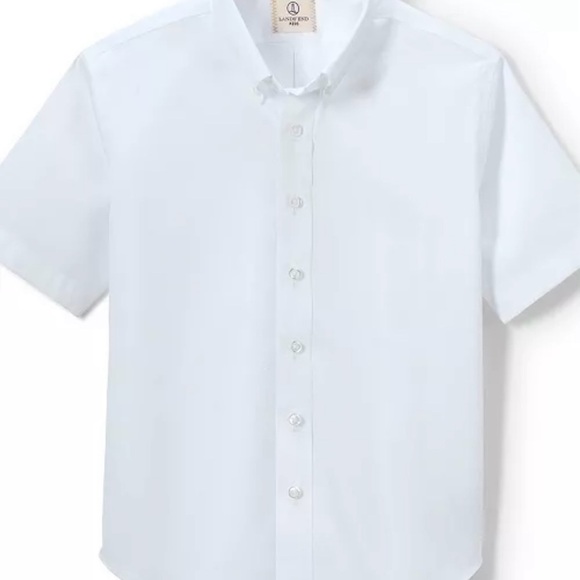 Lands' End White Button Down Shirt Short Sleeve - Picture 2 of 3